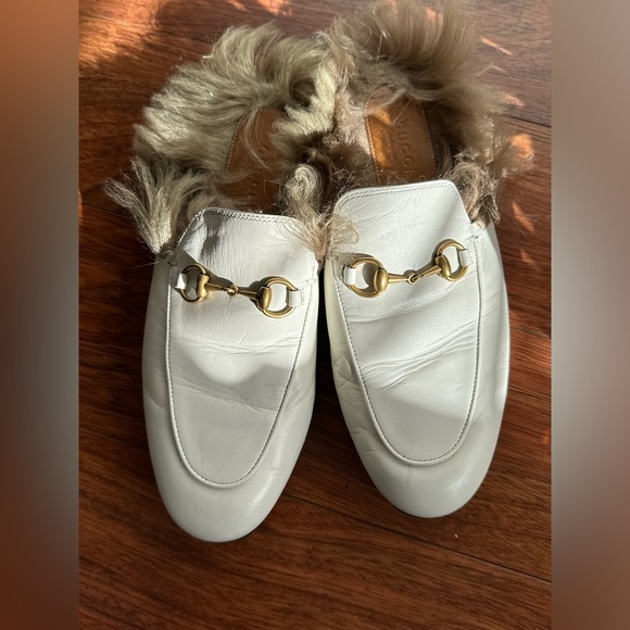 Gucci Princetown Fur Mules. White. Size 7. 100% Authentic. - Picture 1 of 13